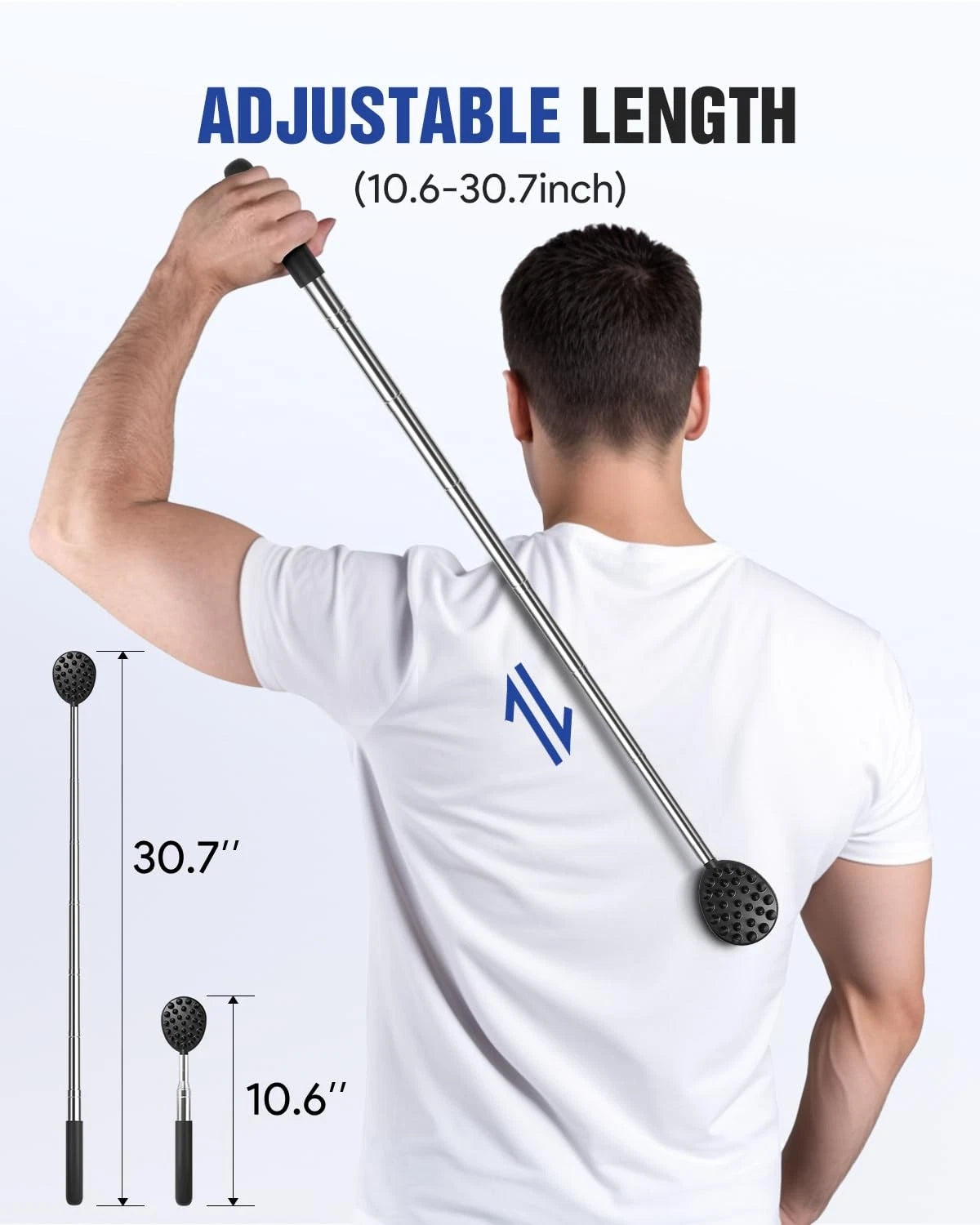 Telescopic back scratcher with 5 removable heads