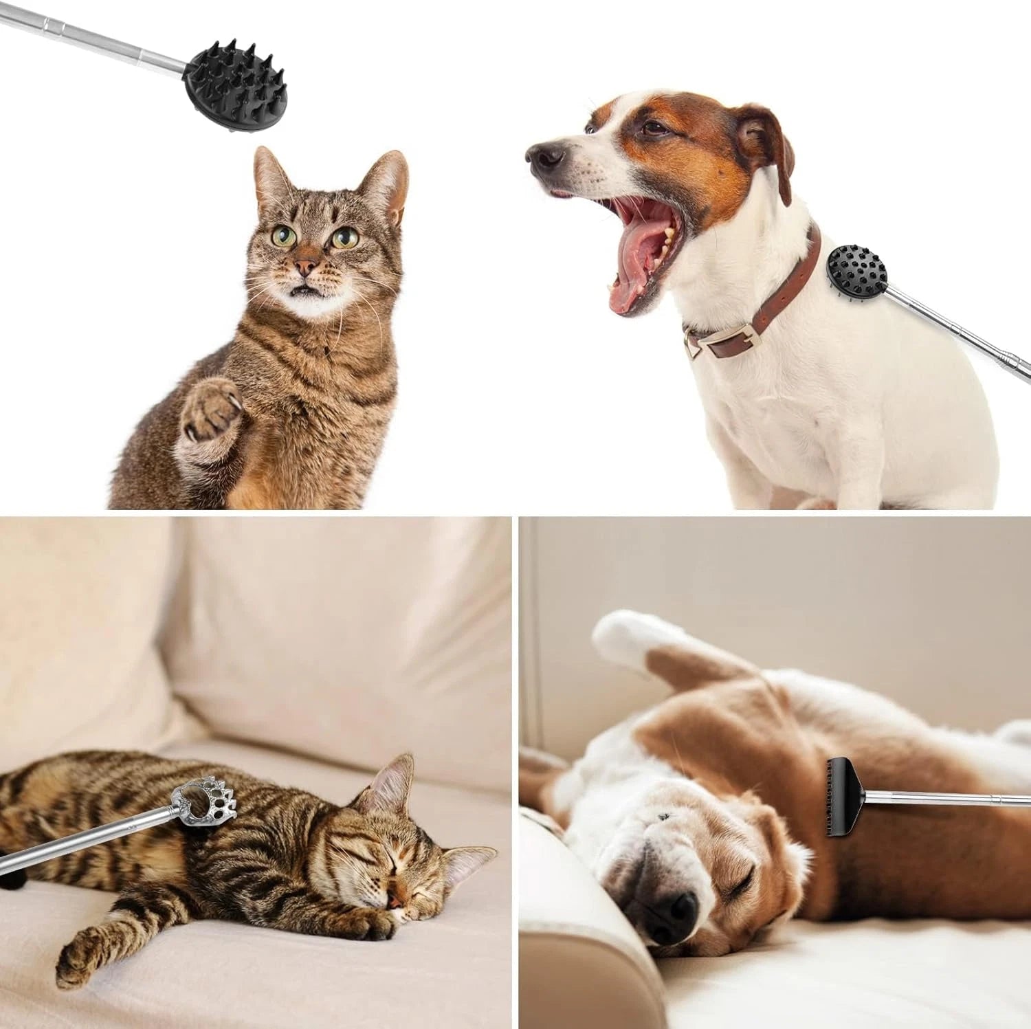 Telescoping Back Scratcher with 4Pcs Detachable Scratching Heads, Gifts for Men