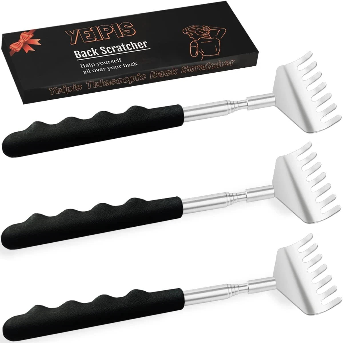 3 Pack Extendable Back Scratcher Long Reach Back Scratcher Telescopic Steel
