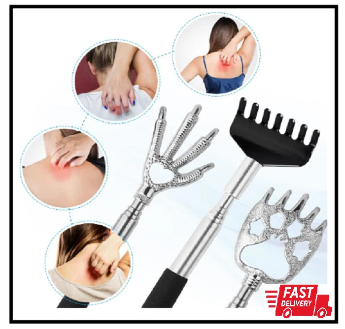 3 Pack Back Scratcher Metal Portable Telescoping with Rubber Handles, Extendable