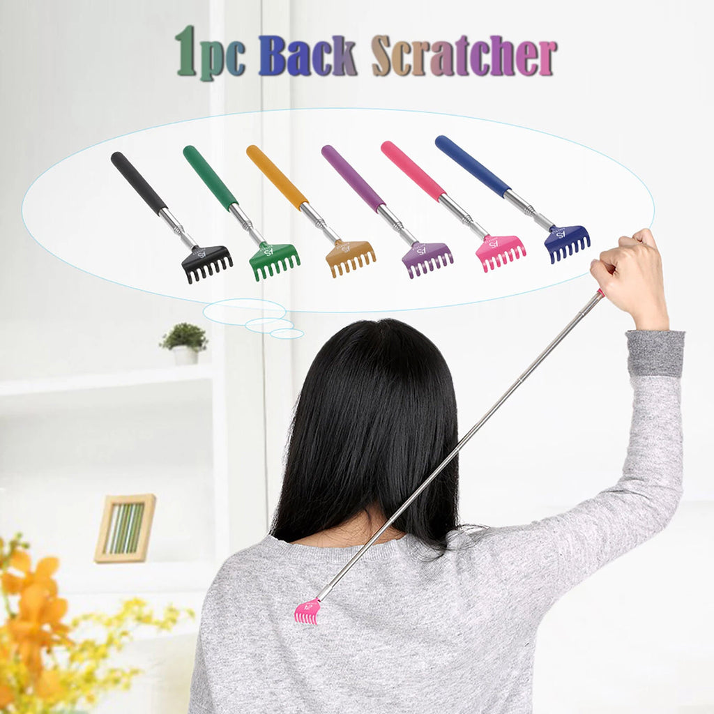 Telescopic Back Scratcher Massager Metal Extendable 5 Section 20-68cm Black U4O0