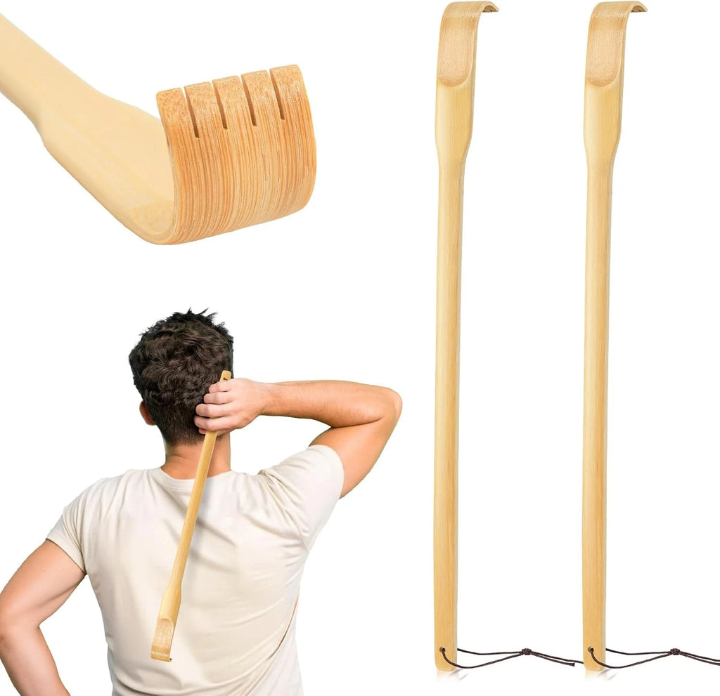 Back Scratcher, 2 Pieces 16.5" Natural Strong Sturdy Traditional Bamboo Wooden B