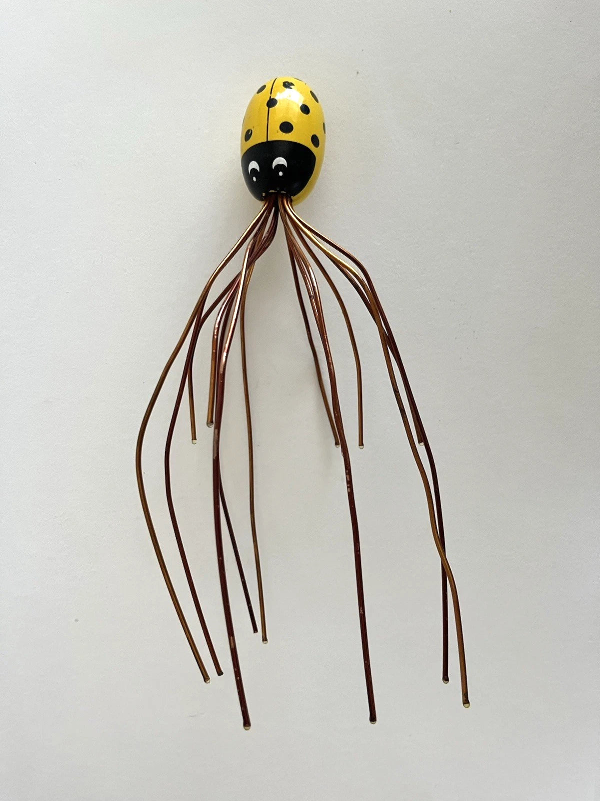Vintage 1980s - Novelty Yellow Lady Bug Copper Head Scalp Massager Scratcher