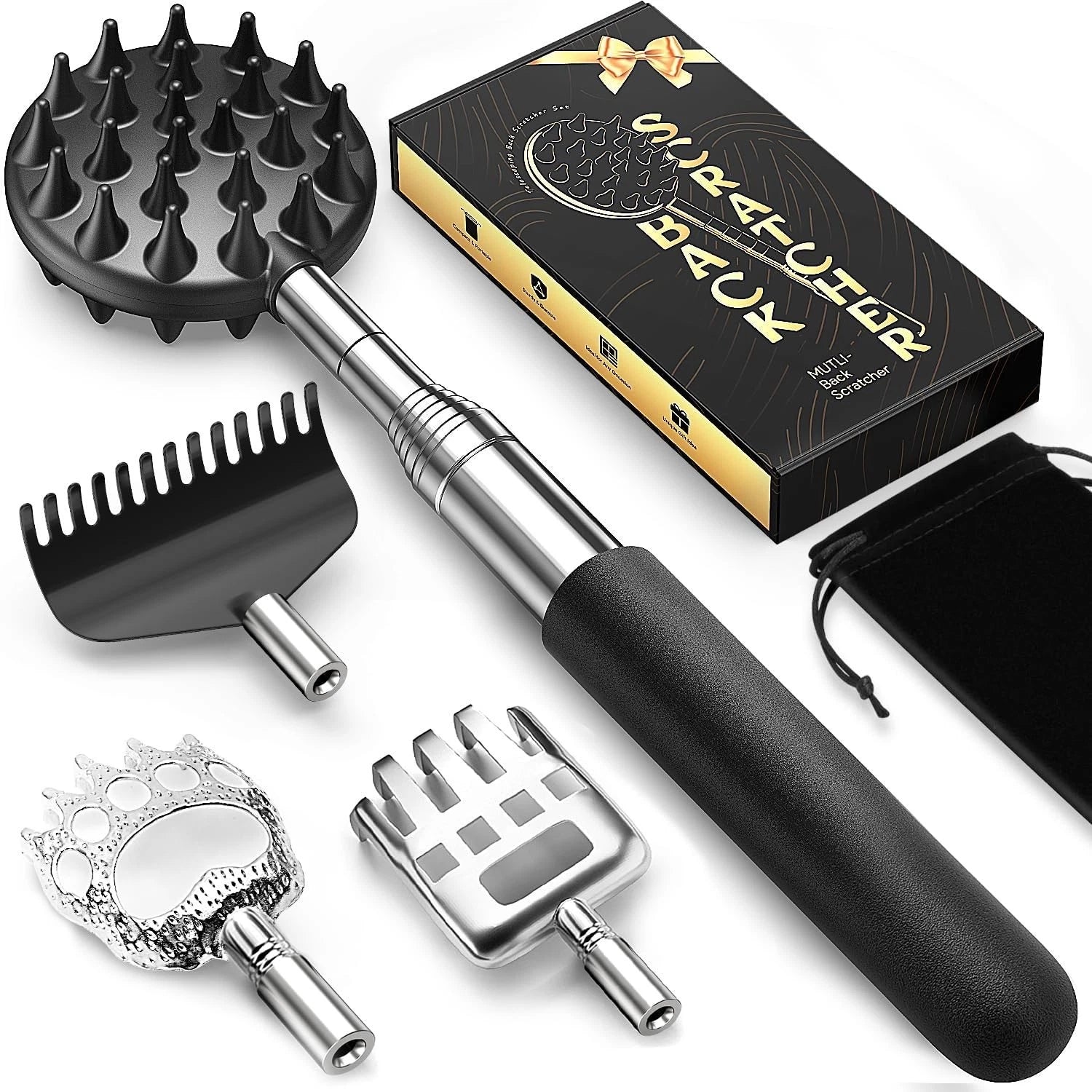 Luxury Stainless Steel Back Scratcher with Detachable Heads for Ultimate Comfort