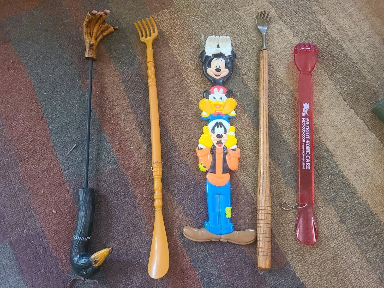 Lot Of 5 Back Scratchers Wood Plastic Disney
