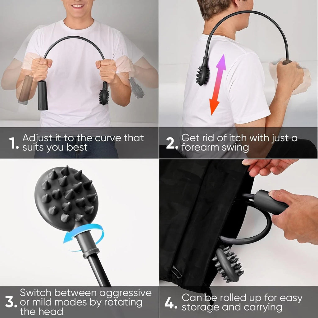 Upgraded Curved Back Scratcher for Men Women, 360° Reach Flexible Effortless Ba