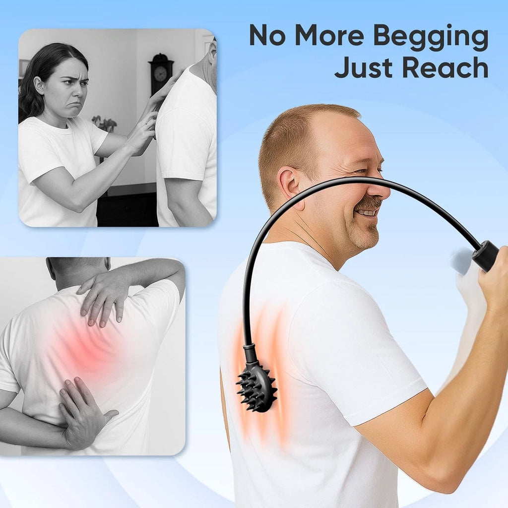 Upgraded Curved Back Scratcher for Men Women, 360° Reach Flexible Effortless Ba