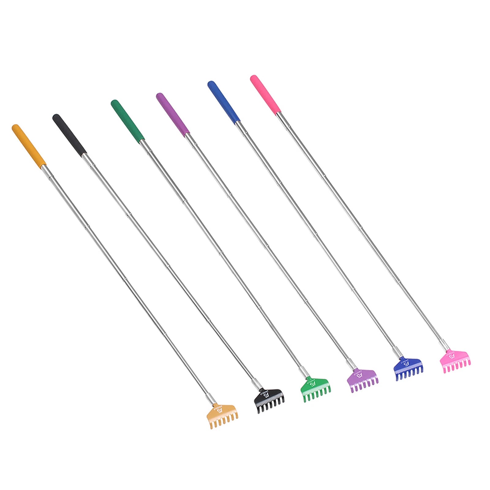 Telescopic Back Scratcher Massager Metal Extendable 5 Section 20-68cm Black U4O0