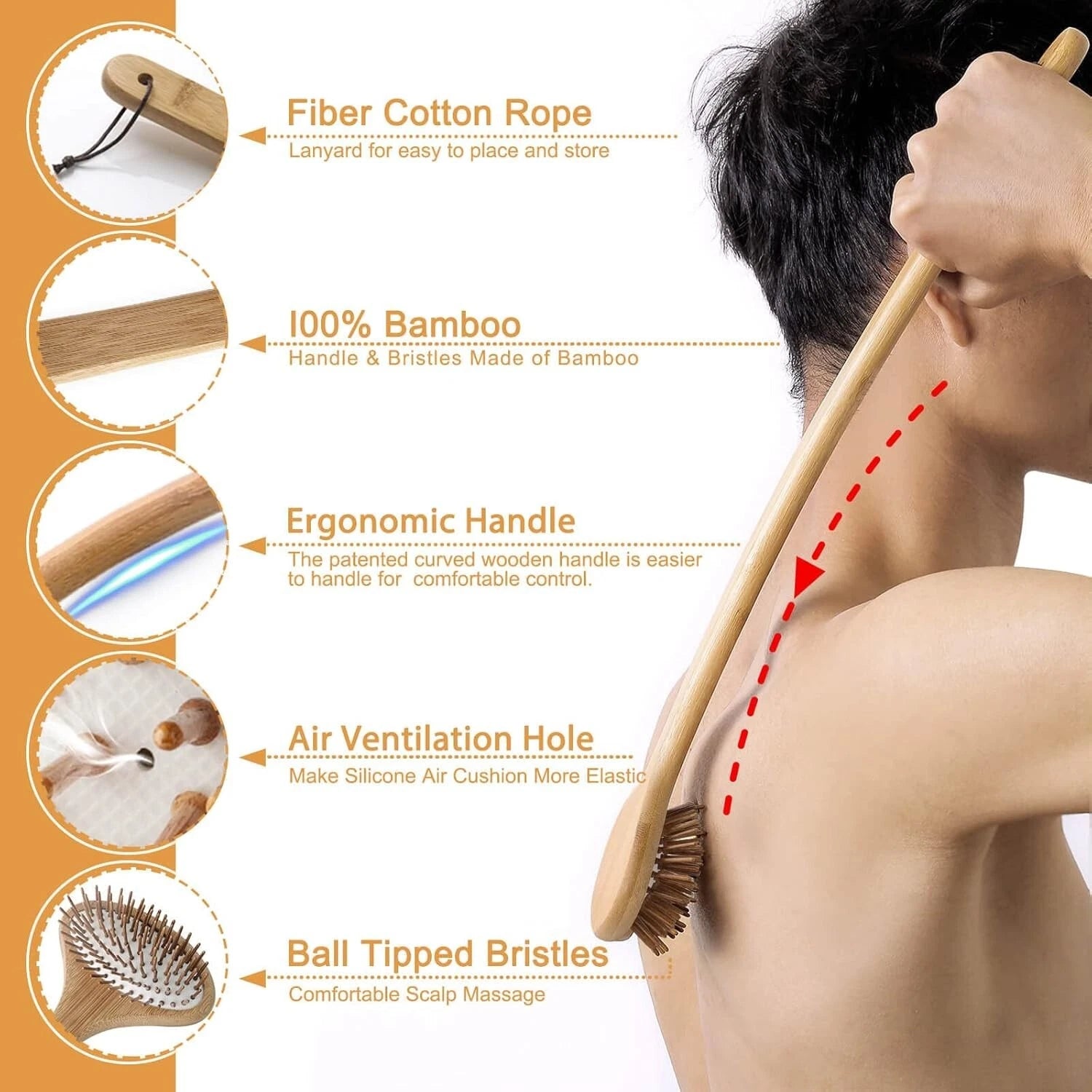 Back Scratcher for Men, Extra Long Bamboo Back Scratcher 16", Curved Handle L...