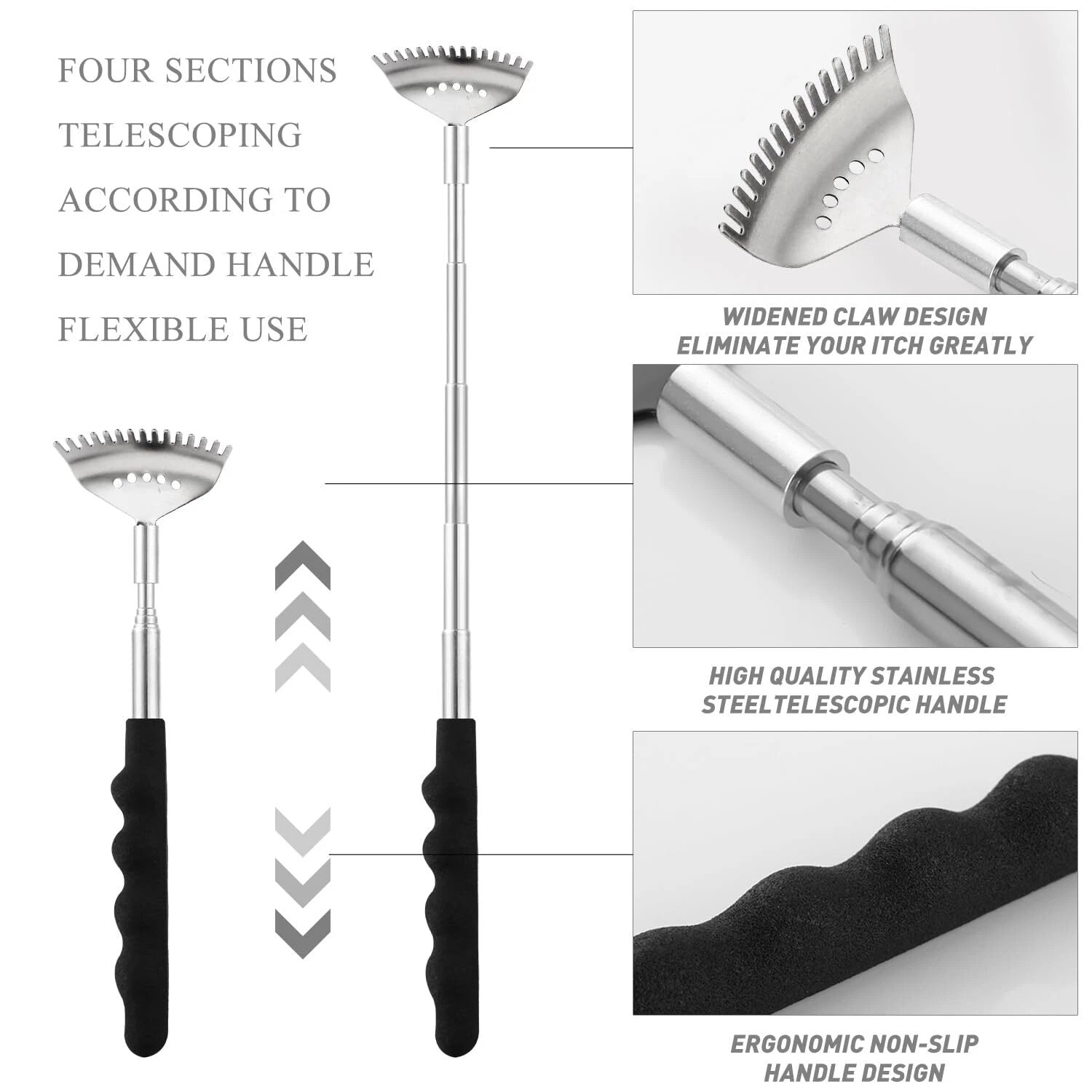 20 Fingers Head Massager Scalp Scratcher with Extendable aBack Scratcher