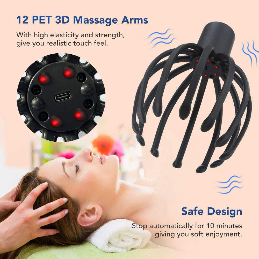 Electric Scalp Massager 360 Degree Head Massager Head Scratcher for Stress Relax