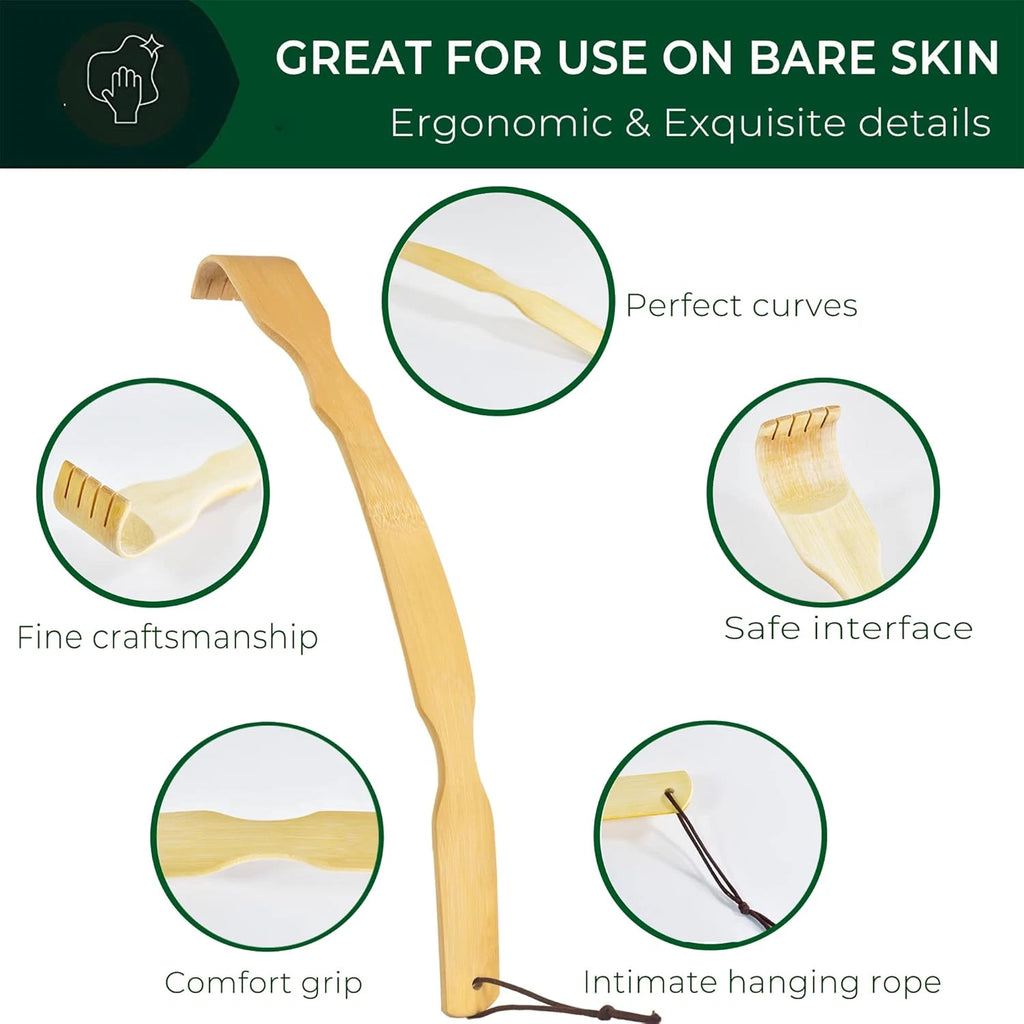 Renook Back Scratcher for Men, Women & Kids - 17'' Bamboo Scratchers with Long H