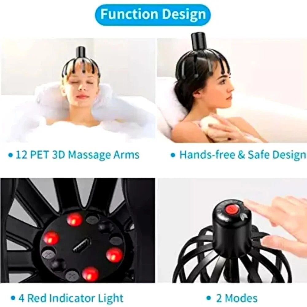 Octopus Claw Head Massager Scratcher Scalp Massage Relax Calm Stress Relief USB