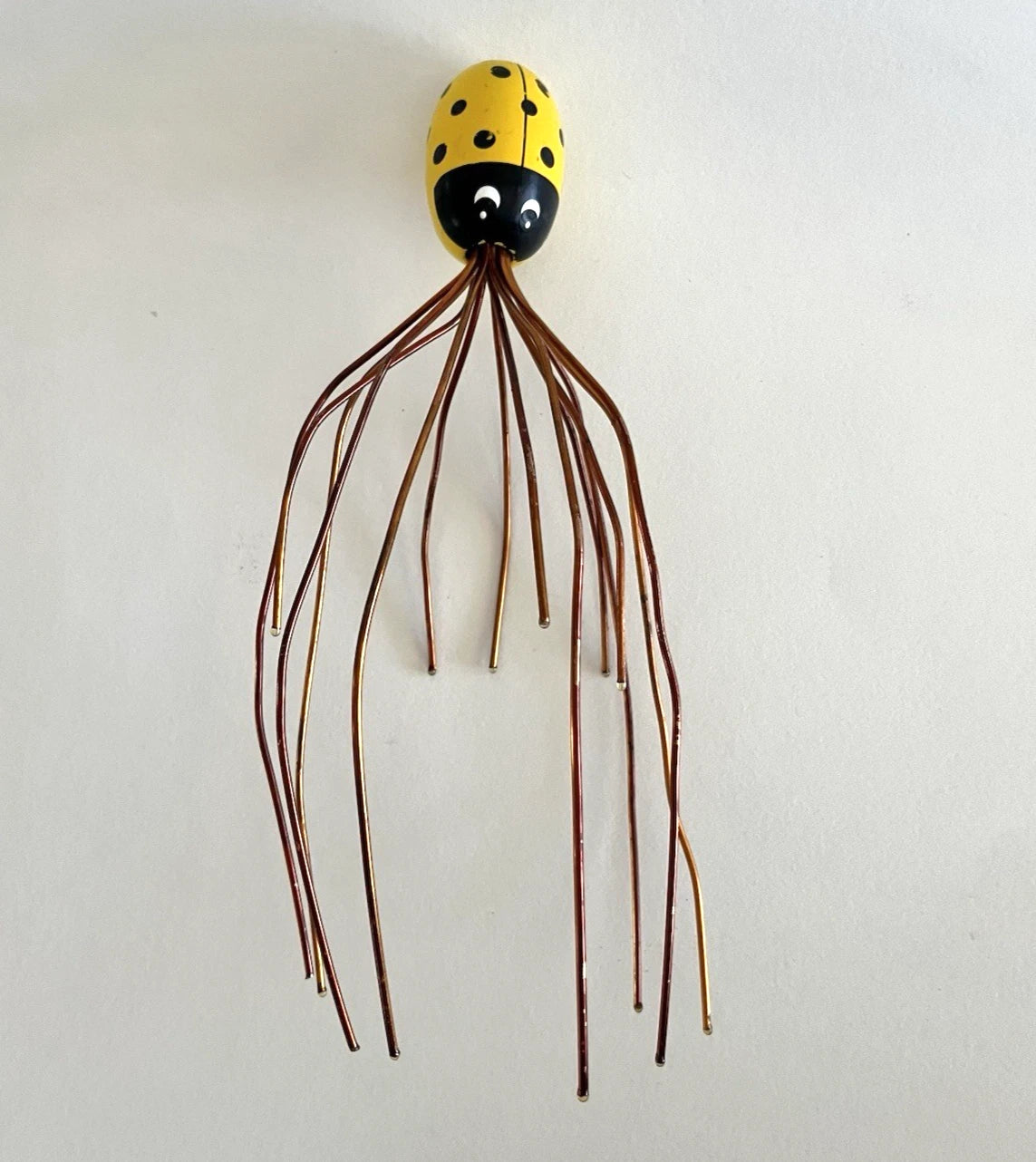 Vintage 1980s - Novelty Yellow Lady Bug Copper Head Scalp Massager Scratcher