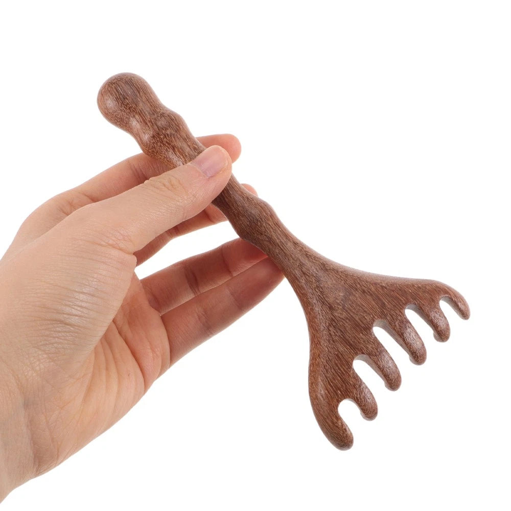 2pcs Wooden Head Massager Comb Wide Tooth Tool Wood Hair Scratcher