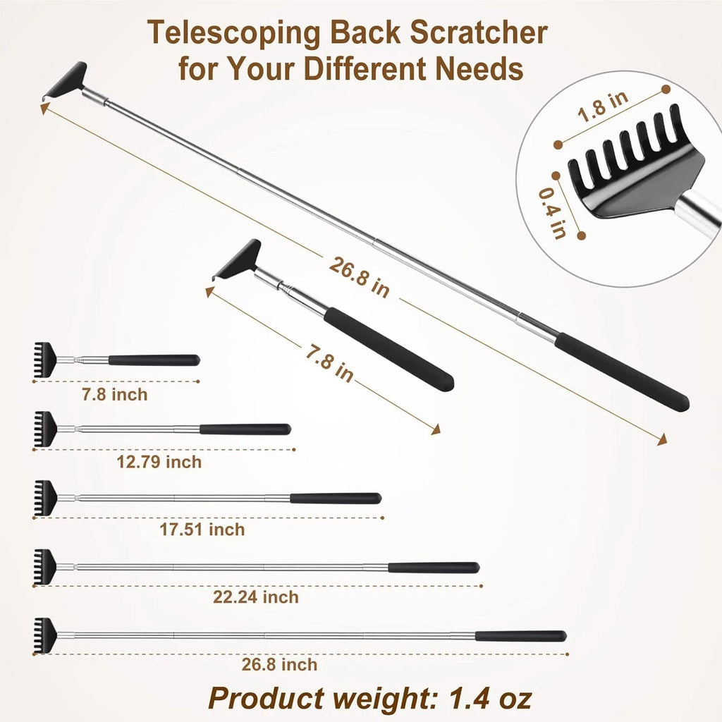 3Pcs Back Scratcher Extendable Telescoping Massager Portable Stress Relief Tool