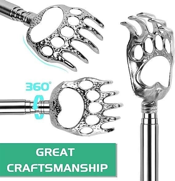 Back Scratcher Metal Telescopic Bear Claw Portable Extendable multi Massager UK