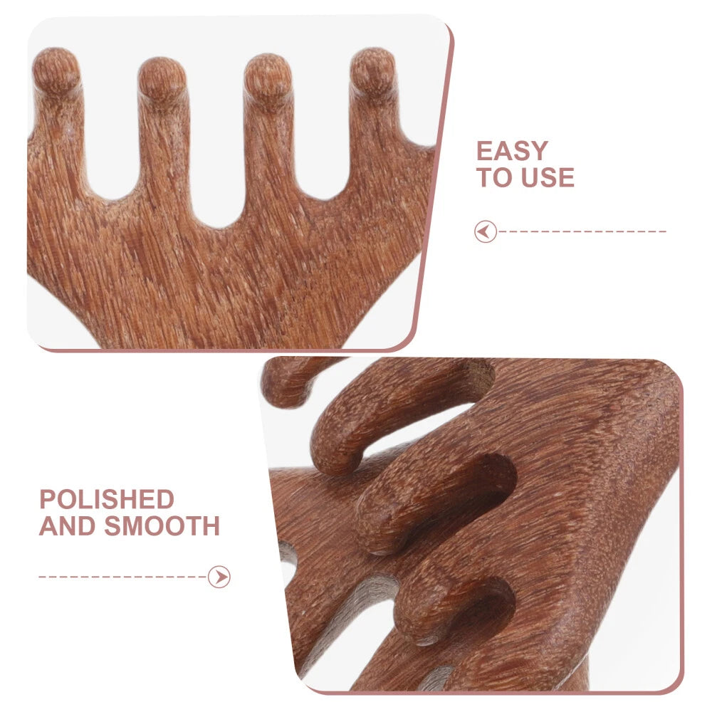 2 Pcs Sandalwood Massager Wooden Scalp Comb Head Scratcher Tool Hair