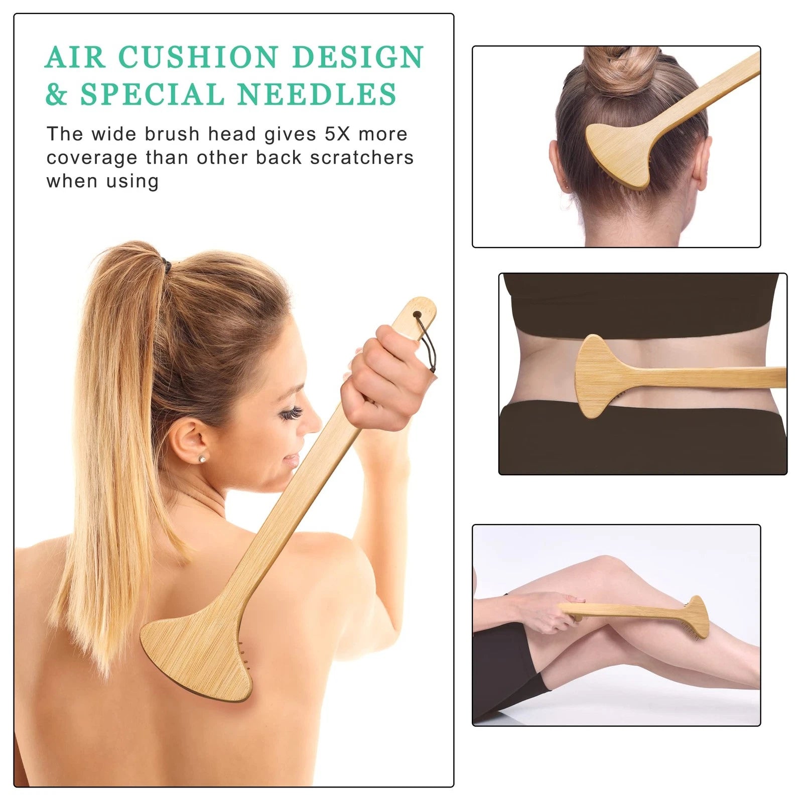 Large Curved Back Scratcher 59 Points Air Cushion Handle Massager for Men Women