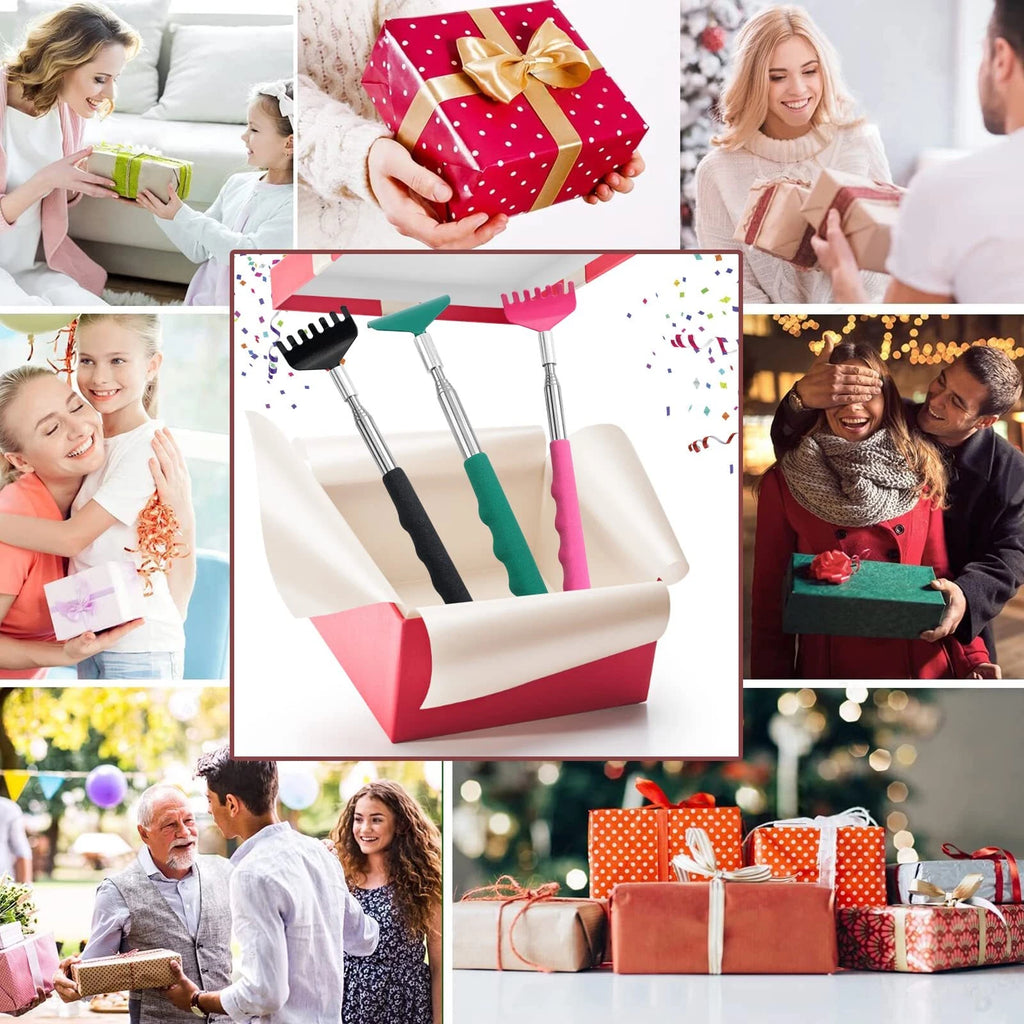 3 Pack Extendable Back Scratcher, Stainless Steel Portable Telescoping Back