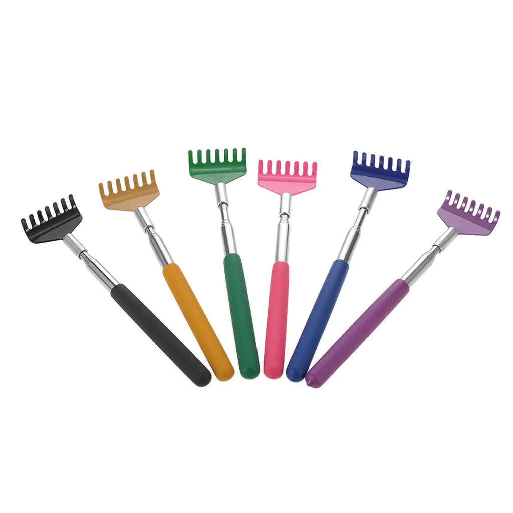 Telescopic Back Scratcher Massager Metal Extendable 5 Section 20-68cm Black U4O0