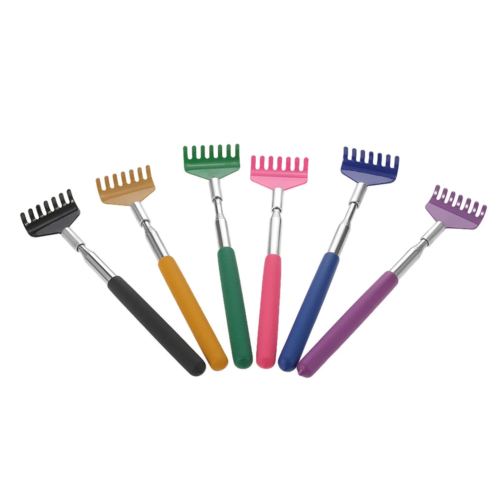 Telescopic Back Scratcher Massager Metal Extendable 5 Section 20-68cm Black U4O0