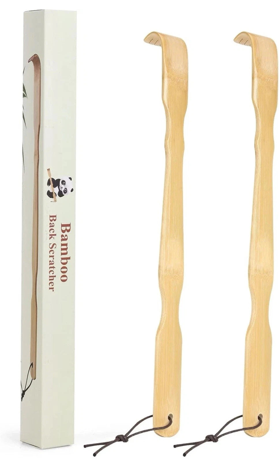 2 Pack Wooden Bamboo Back Scratcher, 19 Inch Long Handle 2 Pack,