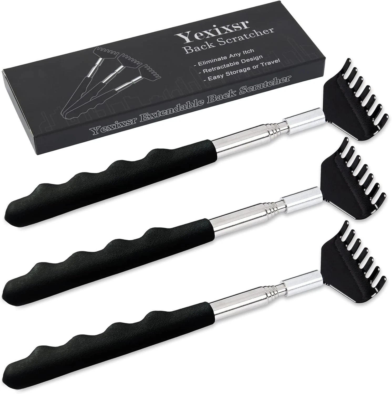 3 Pack Back Scratcher Extendable Metal Portable Back Scratcher for Men Women