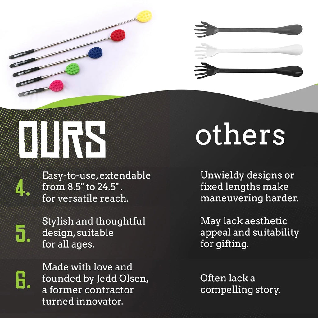 Cactus Scratcher Extendable Keychain Back Scratcher, Long Stick Double-Sided Itc