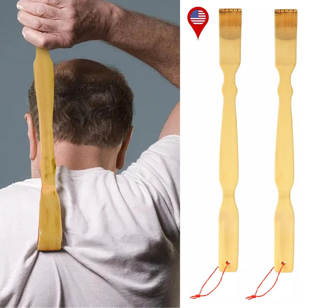2PC Natural Bamboo 18.3" Back Scratcher Long Reach Pick Itch Relief Massage Tool