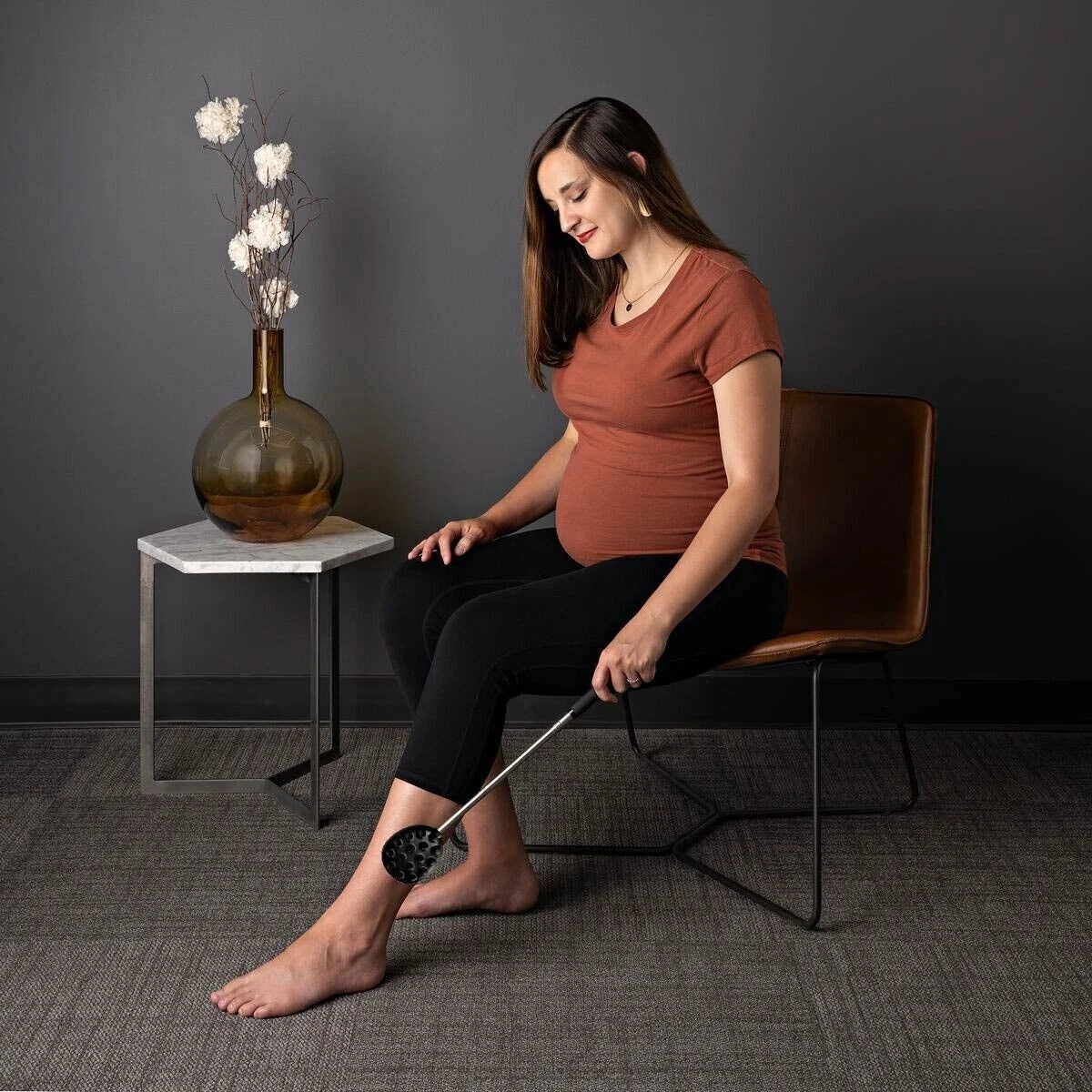 Stainless Steel & Rubber Extendable 30“ Back Scratcher with 3 Detachable Heads