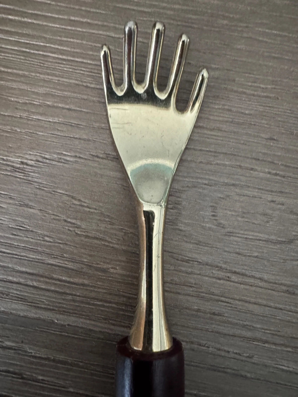 Vintage Brass Hand Shaped Back Scratcher 19" Long with Wood Handle