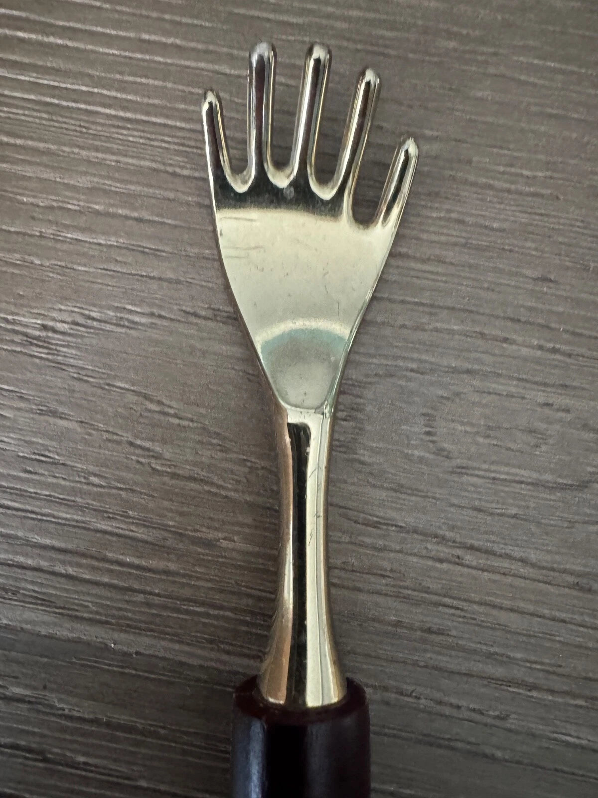 Vintage Brass Hand Shaped Back Scratcher 19" Long with Wood Handle
