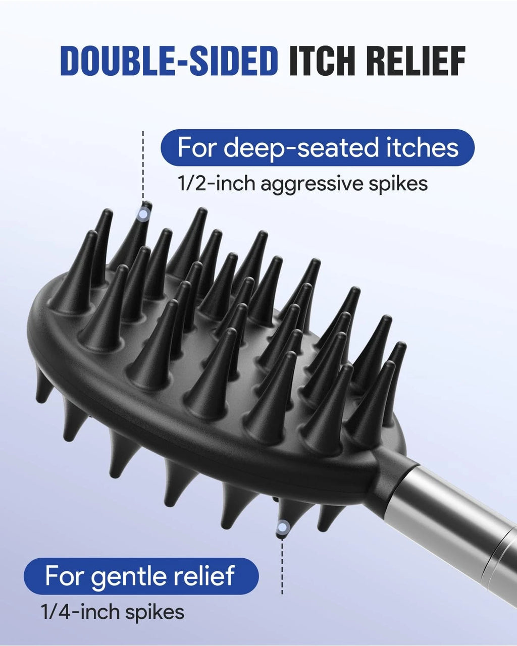Telescopic back scratcher with 5 removable heads