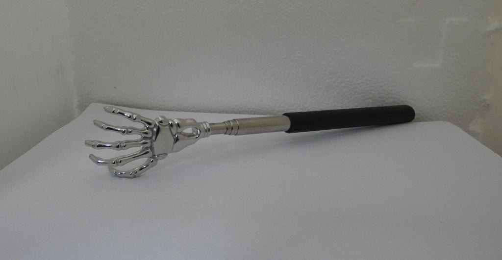 Black Chrome Back Scratcher Extendable Handle Skeleton Hand Massager (T17)