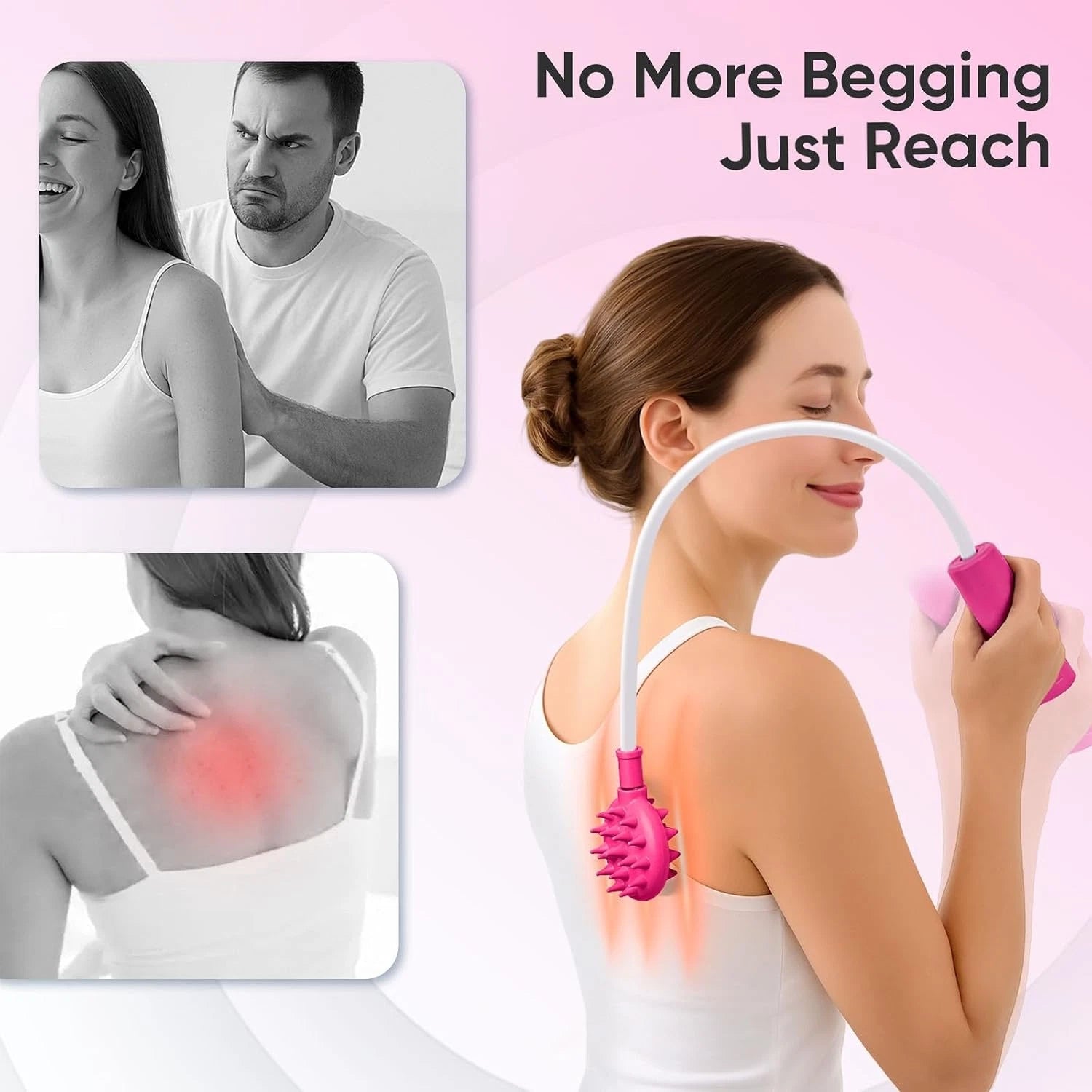 Upgraded Pink Curved Back Scratcher for Women Men Extra Long Flexible Bendable