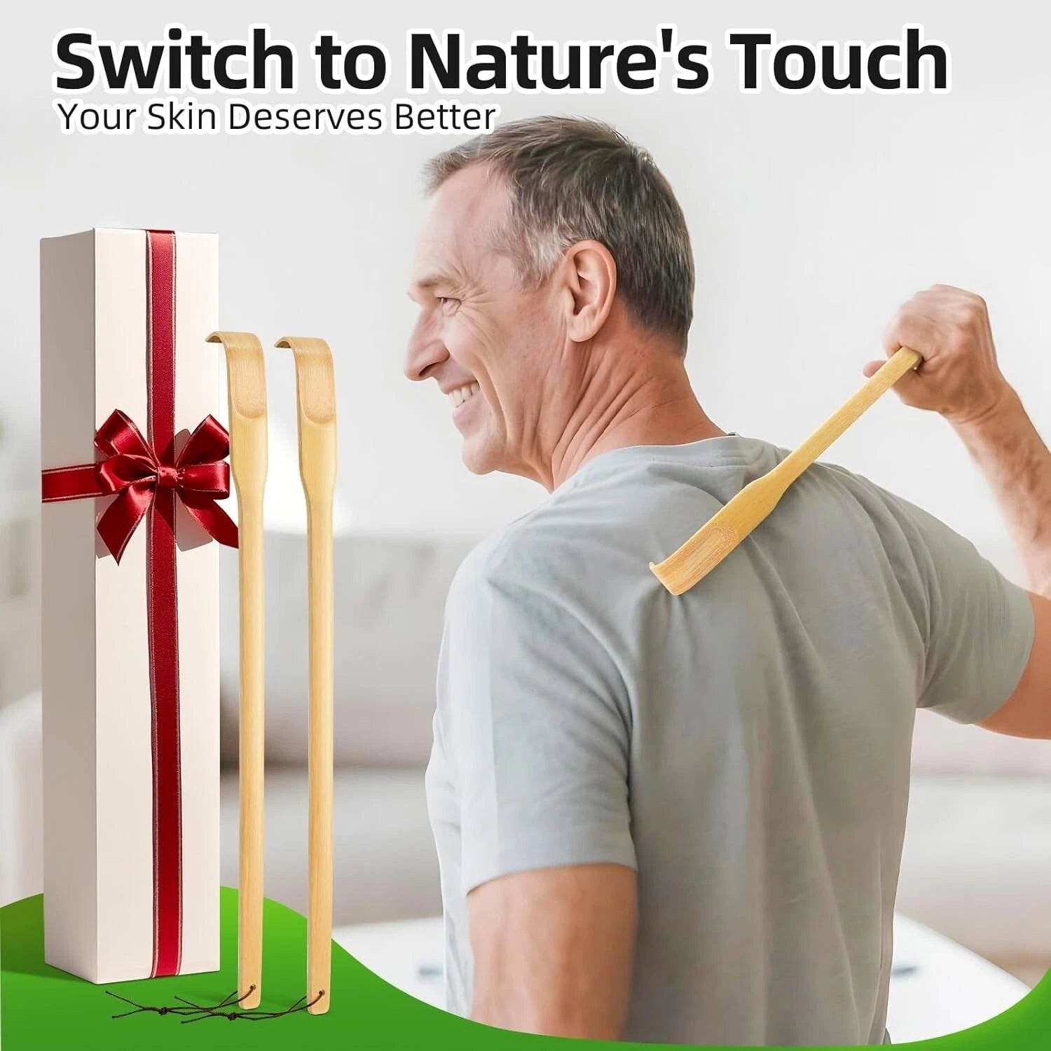 Back Scratchers 8 Pack Bamboo Long Handle Body Massagers for Adults Men Women