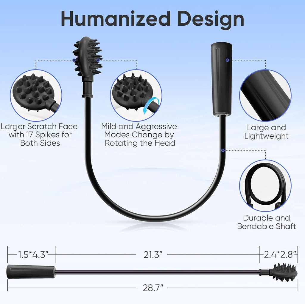 Upgraded Curved Back Scratcher for Men Women, 360° Reach Flexible Effortless Ba