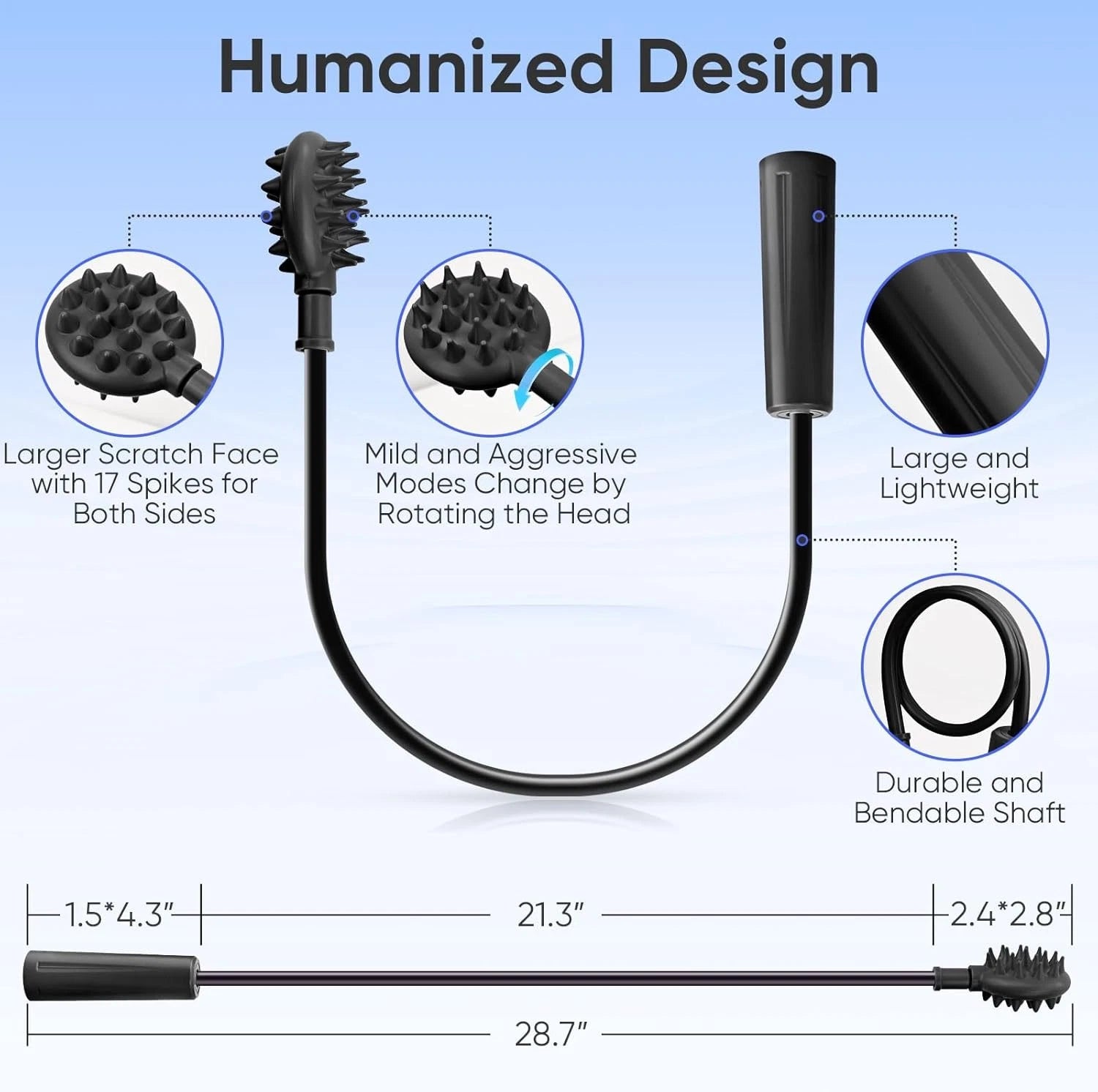 Upgraded Curved Back Scratcher for Men Women, 360° Reach Flexible Effortless Ba