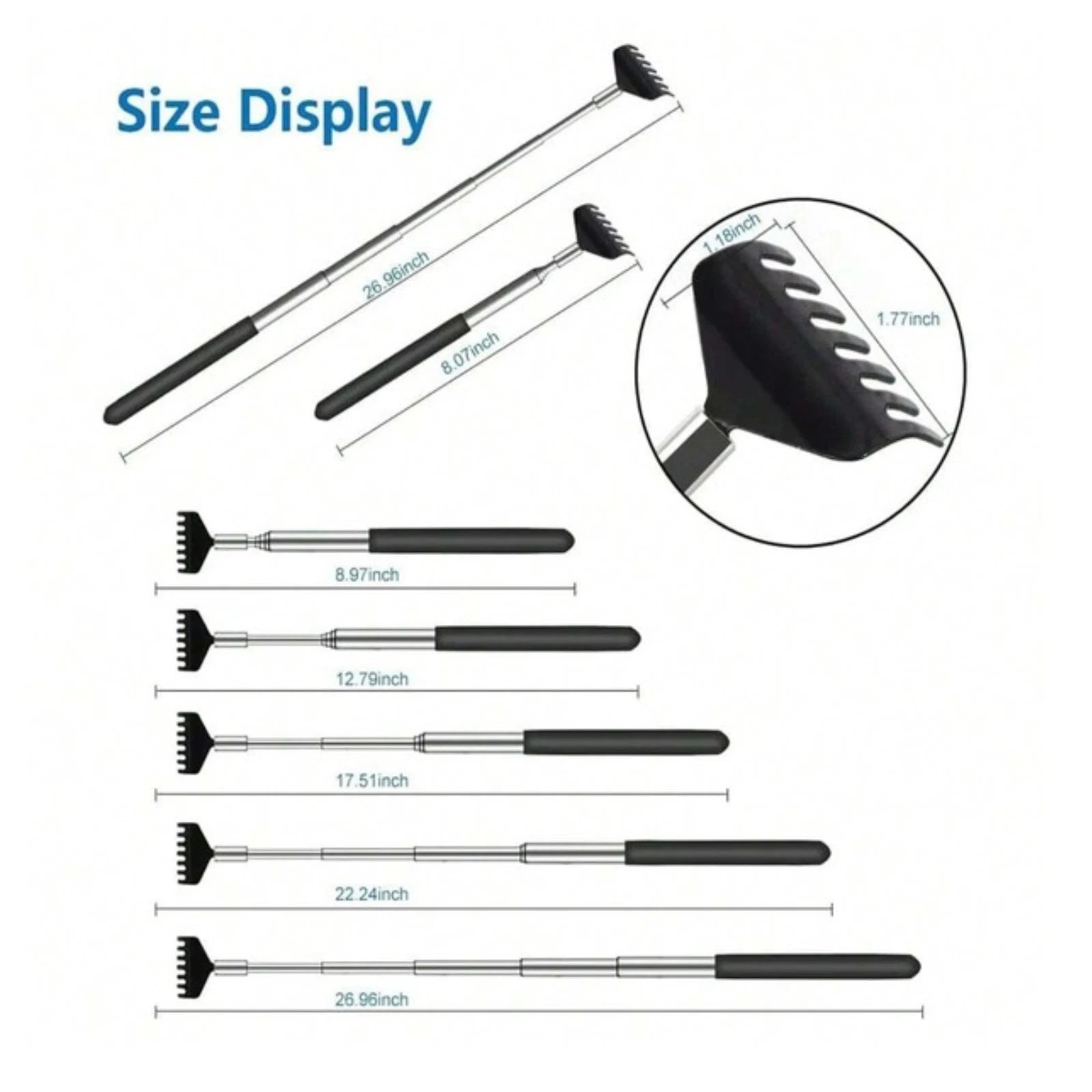 Bear Claw / Rake Back Portable Scratcher Metal Extending Massager Telescopic UK