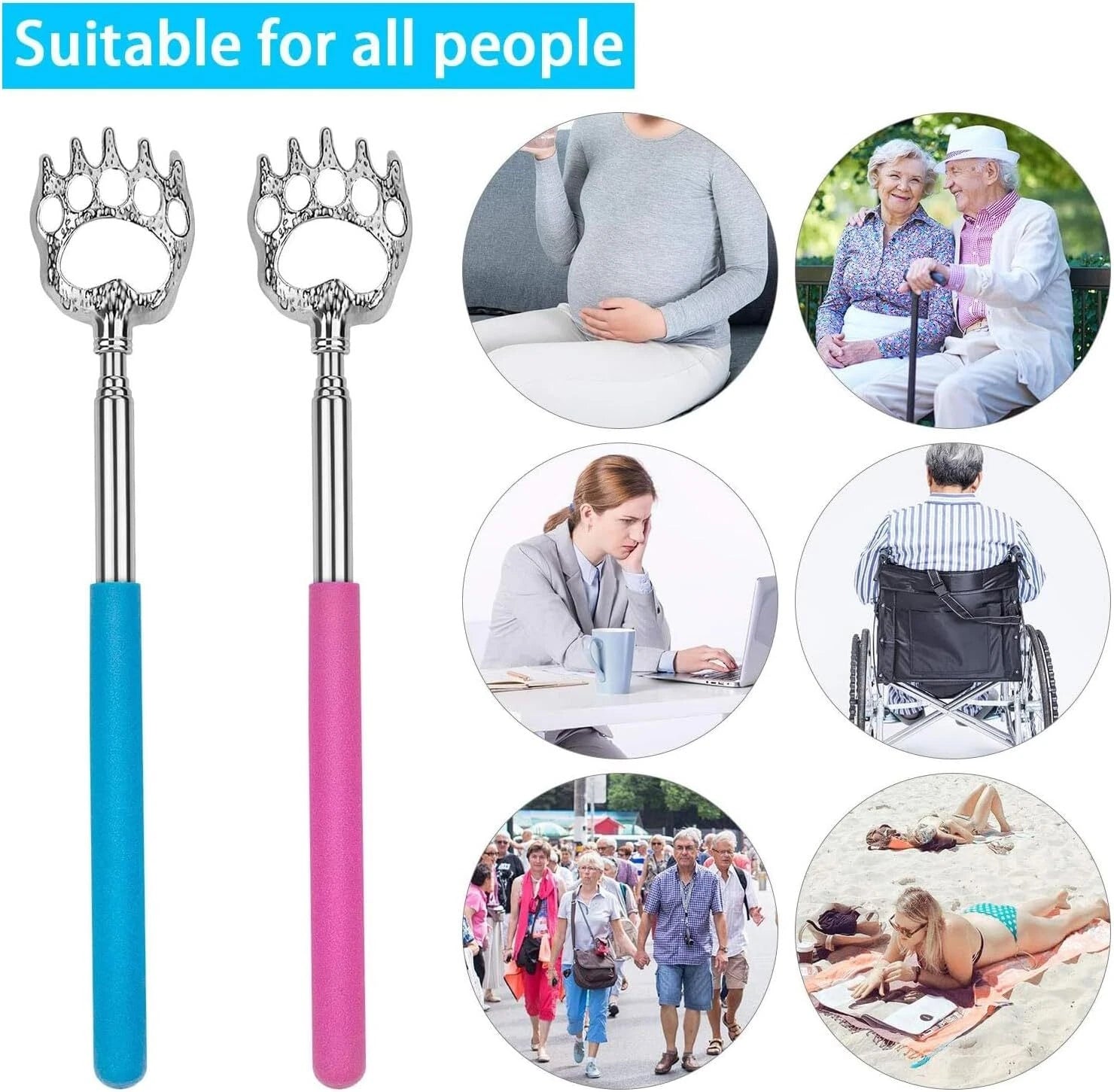 3 Pack Metal Back Scratcher Back Extendable Massager Bear Claw Telescopic New