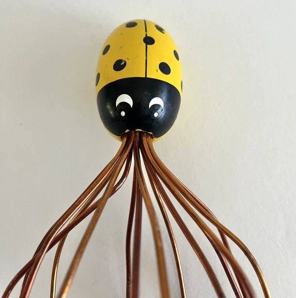 Vintage 1980s - Novelty Yellow Lady Bug Copper Head Scalp Massager Scratcher