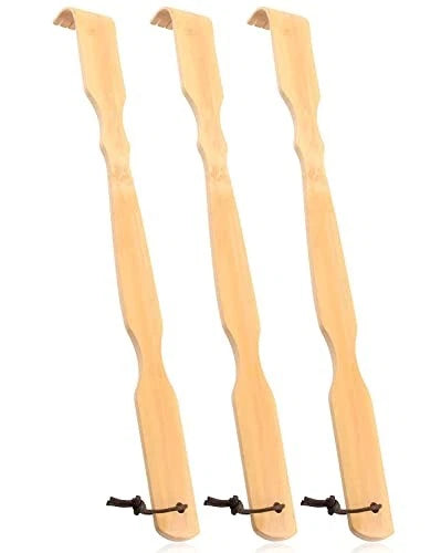 Wooden Bamboo Back Scratcher, 17" Natural Handmade Back Scratchers for 3 Pack