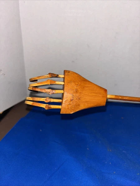 Unique Wooden Back Scratcher- Tines Shaped  Like Finger Bones- 19”-Estate Find