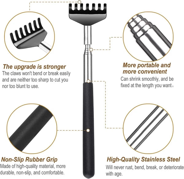 3Pcs Back Scratcher Extendable Telescoping Massager Portable Stress Relief Tool