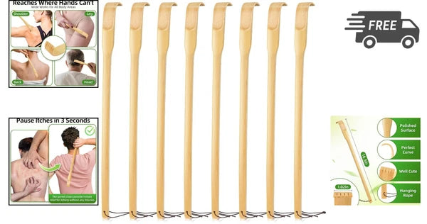 Back Scratchers 8 Pack Bamboo Long Handle Body Massagers for Adults Men Women