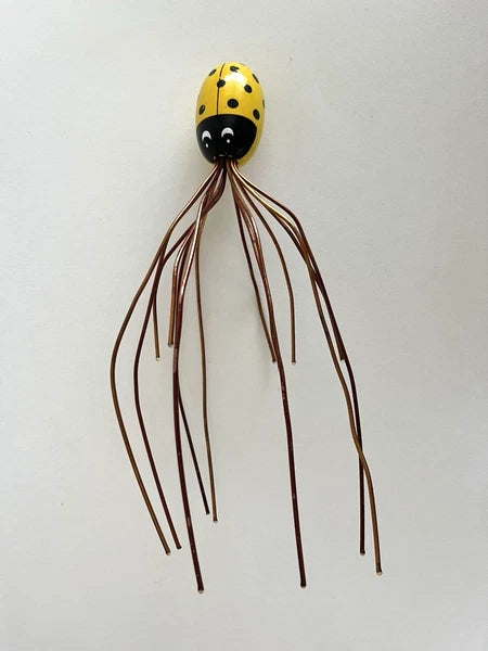 Vintage 1980s - Novelty Yellow Lady Bug Copper Head Scalp Massager Scratcher