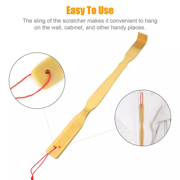 2PC Natural Bamboo 18.3" Back Scratcher Long Reach Pick Itch Relief Massage Tool