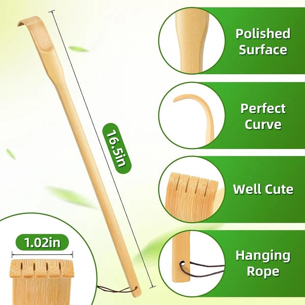 Back Scratchers 8 Pack Bamboo Long Handle Body Massagers for Adults Men Women