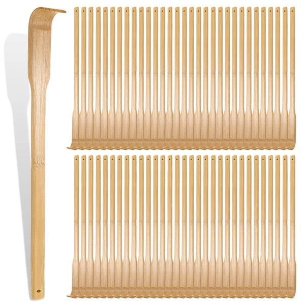 50 Pcs Bamboo Back Scratcher Bulk Traditional Manual Back Massager Wooden Lon...